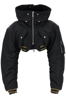  JEAN PAUL GAULTIER cropped black nylon padded bomber jacket with hood