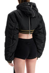 JEAN PAUL GAULTIER cropped black nylon padded bomber jacket with hood