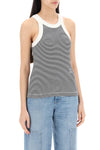 Closed striped racer tank top