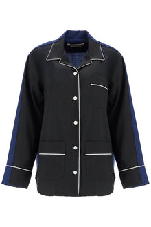  Marni black wool shirt with white stitching