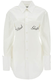  JEAN PAUL GAULTIER white poplin shirt with underboob print