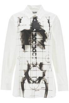  JEAN PAUL GAULTIER white cotton shirt with skeleton print front and back