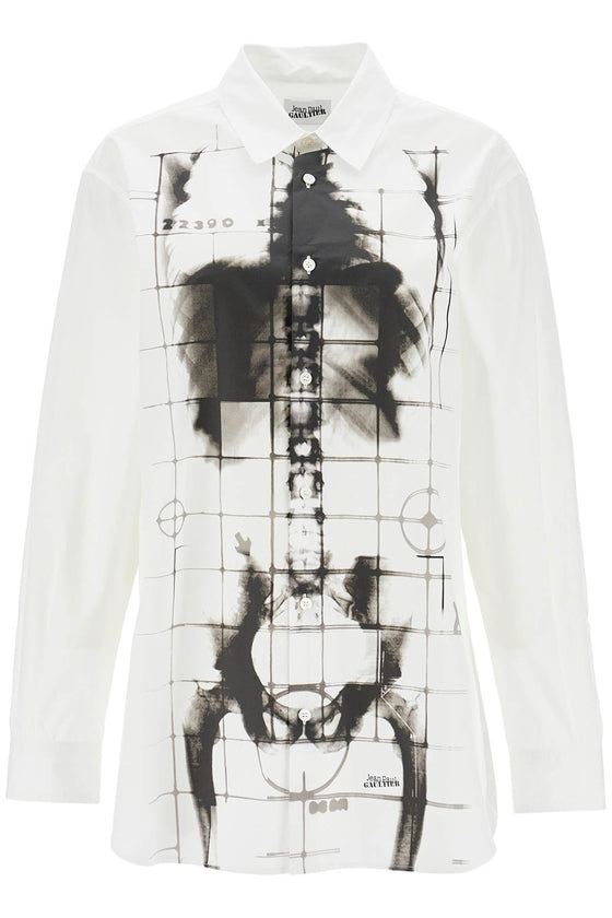 JEAN PAUL GAULTIER white cotton shirt with skeleton print front and back