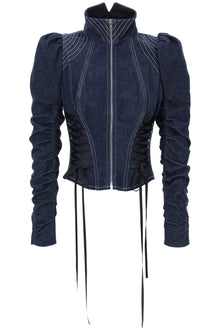  Dilara Findikoglu denim jacket with corset detailing