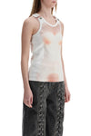 JEAN PAUL GAULTIER white cotton top with leather print le classique