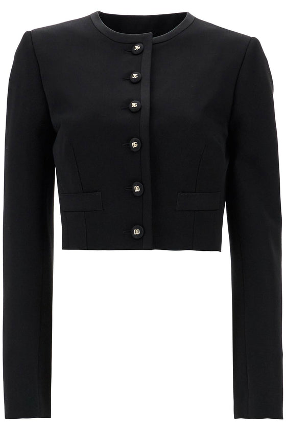 Dolce & Gabbana black wool blazer with logo buttons