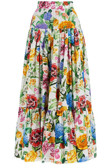  Dolce & Gabbana maxi skirt with high waist in white cotton floral for spring summer