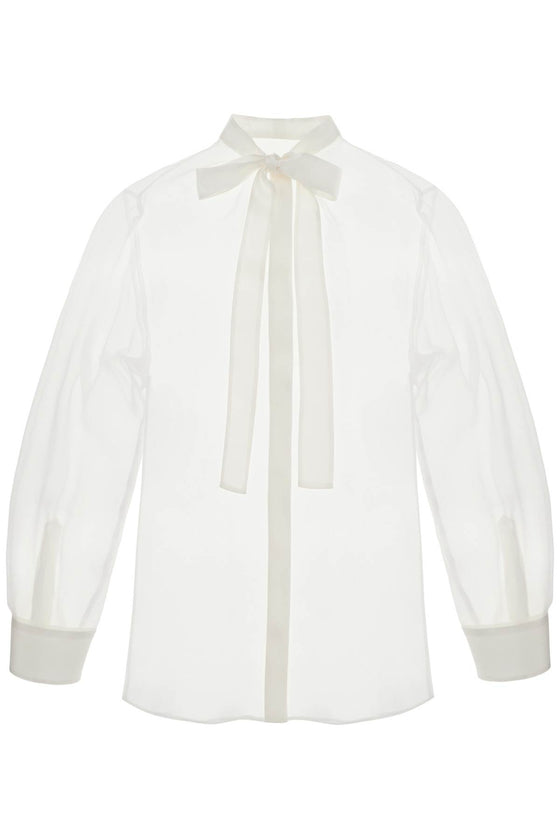 Dolce & Gabbana optical white silk shirt with mandarin collar