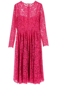  Dolce & Gabbana shocking pink floral lace midi dress