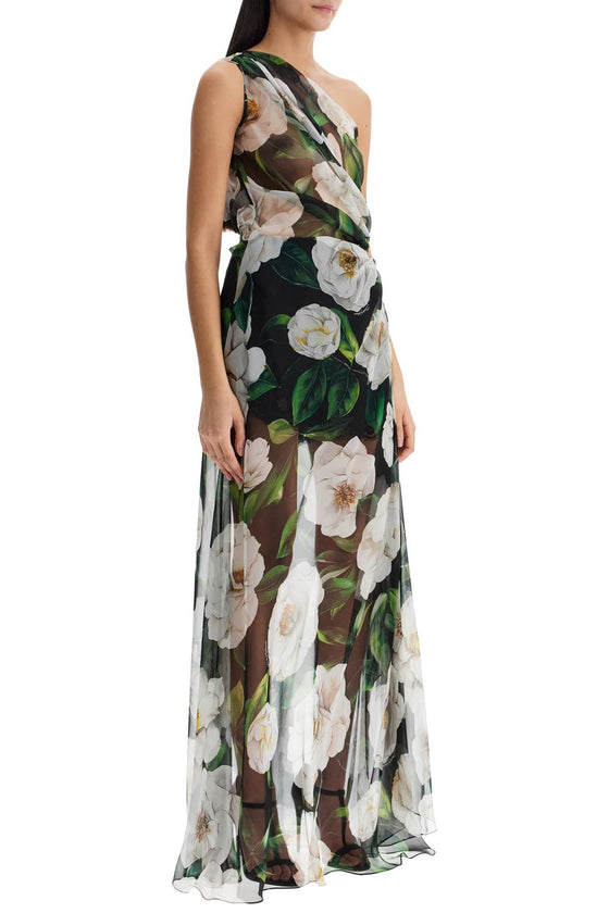 Dolce & Gabbana long one-shoulder floral silk dress