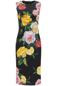  Dolce & Gabbana elegant black floral silk dress knee-length