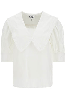  Ganni blouse with exaggerated collar and ruffle