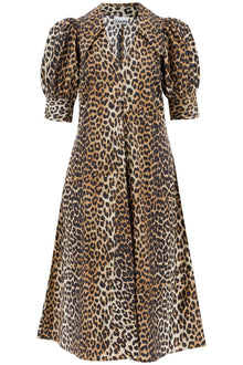  Ganni leopard print poplin dress