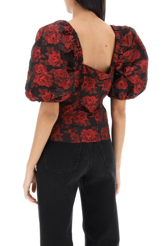 Ganni blouse in floral jacquard