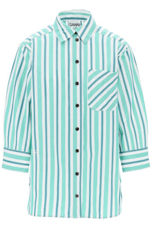  Ganni "oversized striped poplin shirt