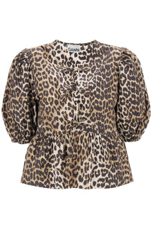  Ganni leopard print peplum blouse