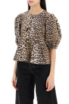 Ganni leopard print peplum blouse