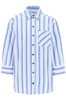  Ganni "oversized striped poplin shirt