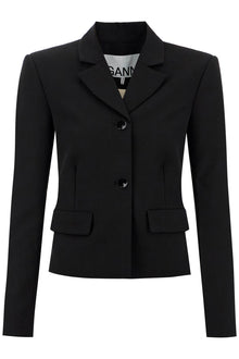  Ganni short lightweight twill blazer