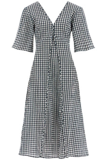  Ganni midi seersucker check dress