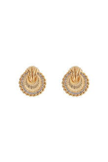  Alessandra Rich gold shell earrings with crystals