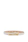 Alessandra Rich slim white leather belt with logo charm 1.5cm