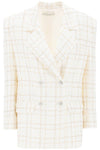 Alessandra Rich oversized tweed jacket with plaid pattern