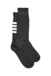 Thom Browne dark grey cotton mid-calf socks with 4 white stripes