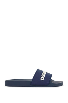  Dsquared2 navy blue polyurethane slippers with minimalist design and leather sole