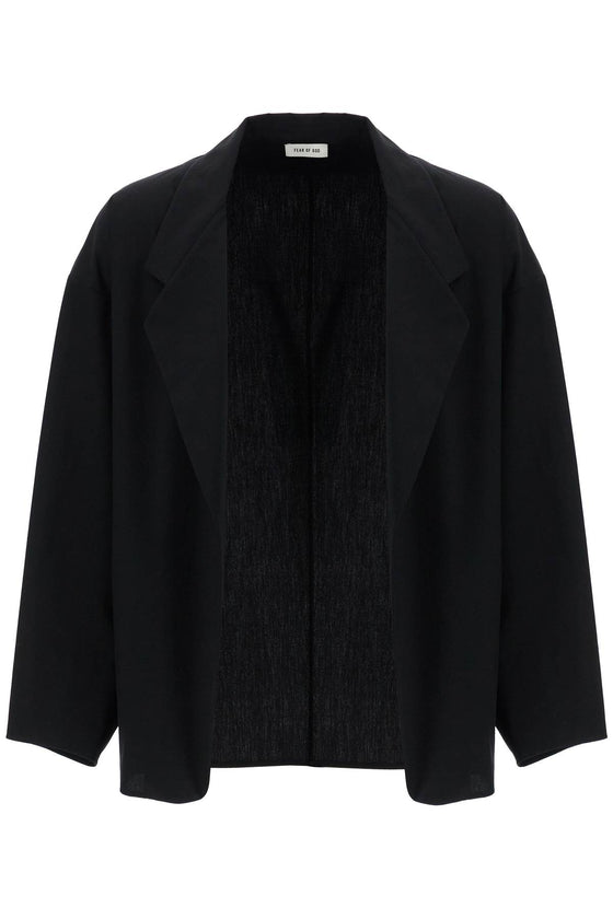 Fear Of God blazer in misto cotone e lana nero oversize con zip