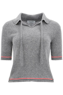  Thom Browne short-sleeved merino wool polo