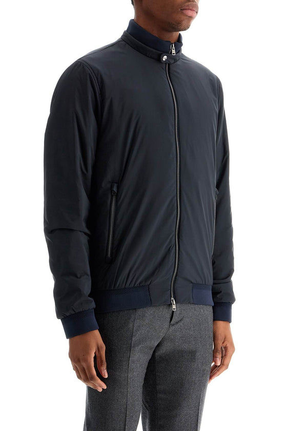 HERNO bomber impermeabile leggero in poliammide blu scuro con zip e tasche