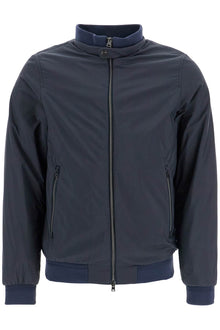  HERNO bomber impermeabile leggero in poliammide blu scuro con zip e tasche