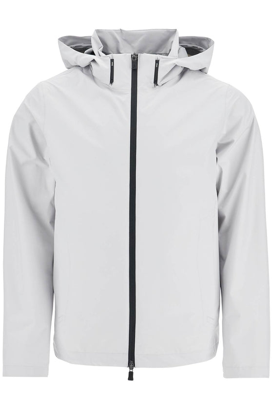 HERNO light gray polyester waterproof bomber with hood