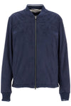 HERNO dark blue suede bomber with mandarin collar