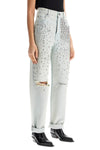 Golden Goose light blue cotton jeans with crystal stones