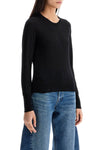 Golden Goose black merino wool sweater with golden applications for women