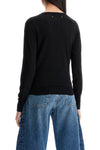 Golden Goose black merino wool sweater with golden applications for women