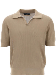  Dolce & Gabbana cotton ribbed perforated polo shirt