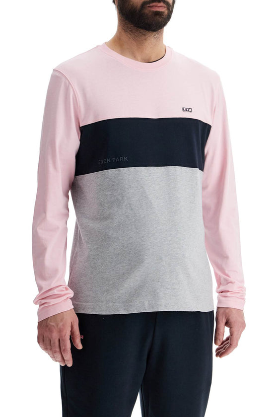 EDEN PARK long sleeve crew neck t-shirt in pink*** blue*** and gray cotton