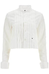 Homme Girls white cropped tuxedo shirt with wide neckline