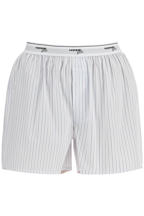 Homme Girls high-waisted beige striped cotton boxer