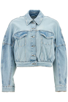  Ganni stretch denim bomber jacket in 8