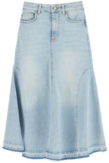  Ganni flared denim skirt.