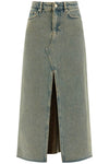 Ganni long overdyed denim maxi skirt