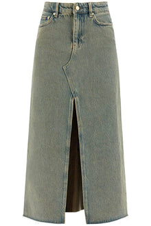  Ganni long overdyed denim maxi skirt