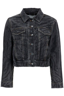  Ganni cut\n\nshort denim jacket with laser-cut