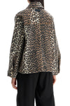 Ganni "leopard print denim jacket"