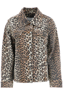  Ganni "leopard print denim jacket"