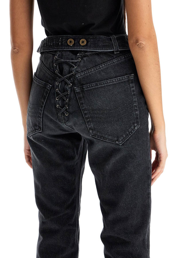 JEAN PAUL GAULTIER jeans with padded inlays and lace-up